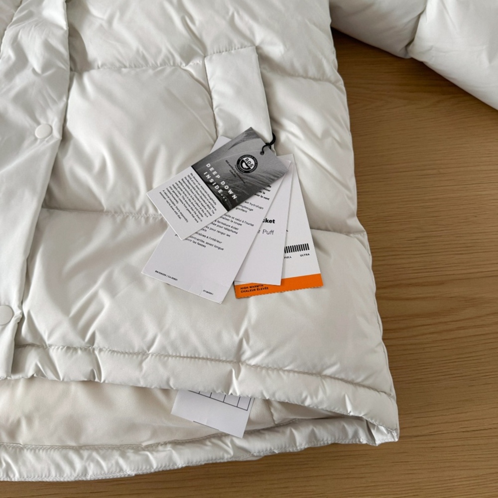 Lululemon Cream Cropped Quilted Hooded Down Puffer Winter Coat - Picture 7 of 13